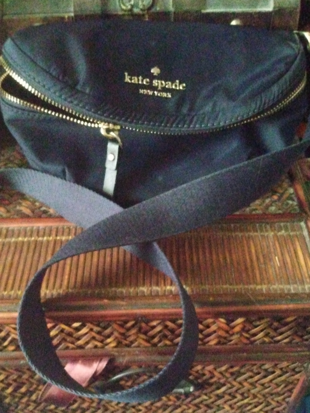 kate spade navy belt bag with gold-tone logo
